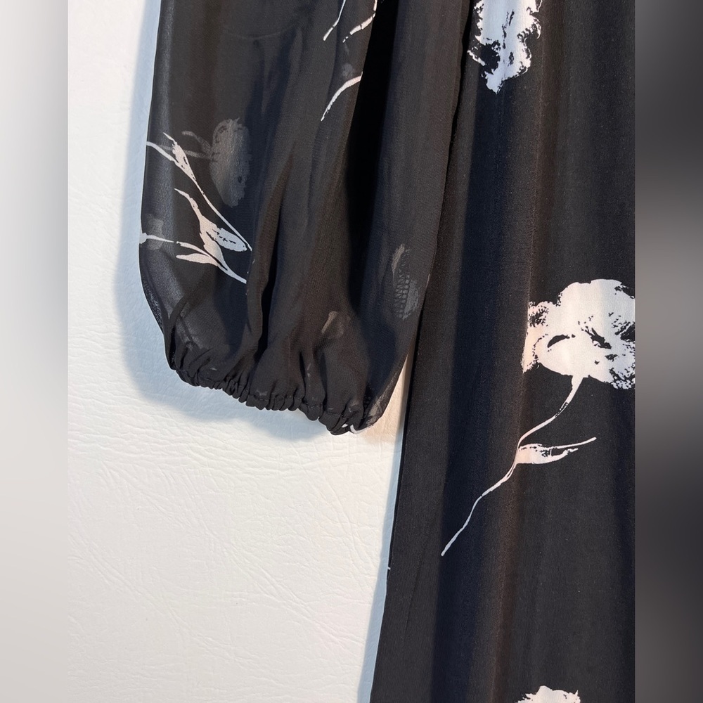 Tahari Cocktail Black Dress White Floral sz XS NWD - Picture 4 of 9